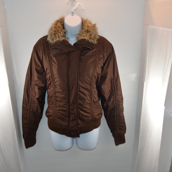 Freezin' Point Brown Puffer Coat w/ Fur Collar - Picture 3 of 7